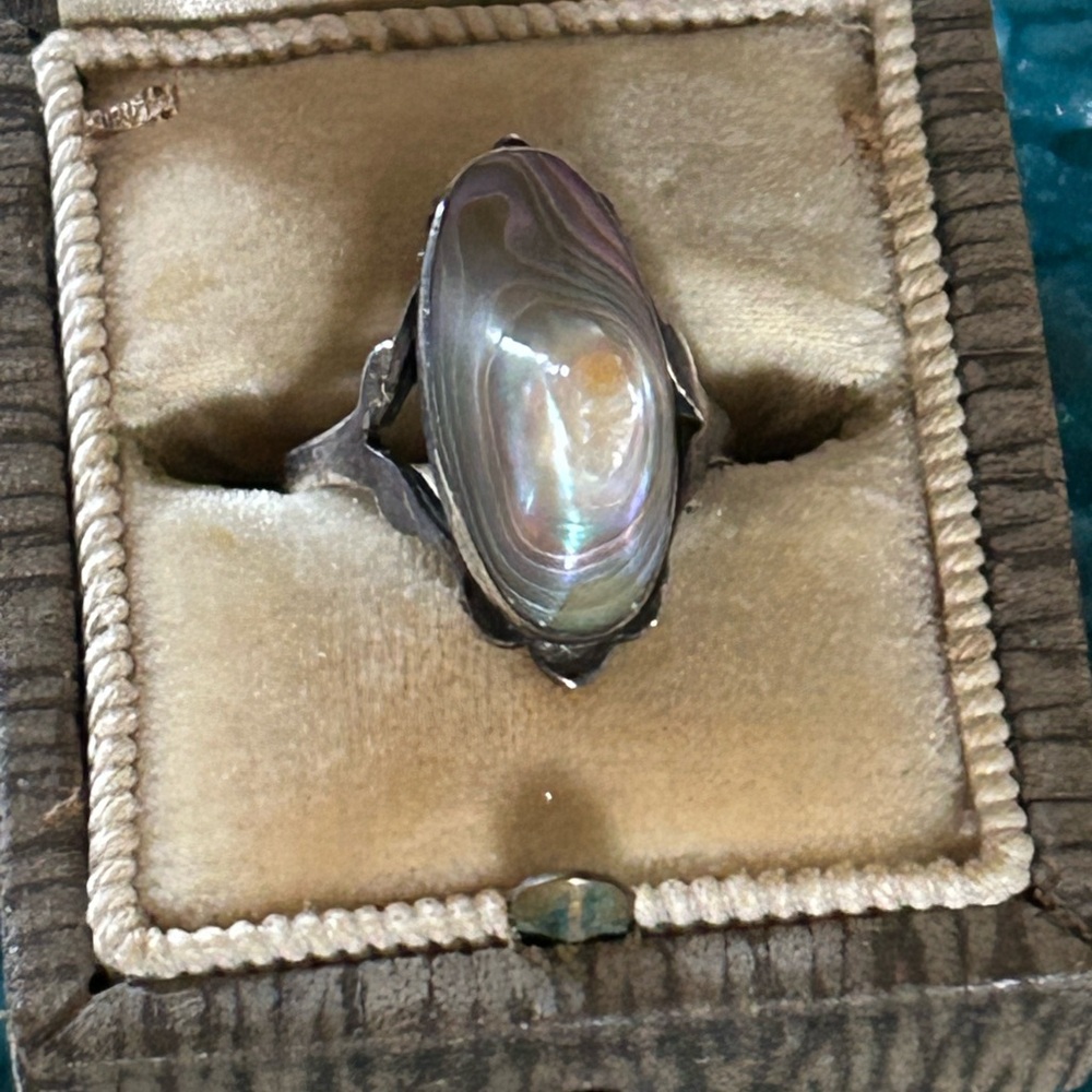 Antique Sterling Silver Blister Pearl Ring